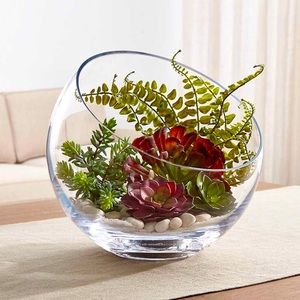 Crate & Barrel Tilt Glass Bowl